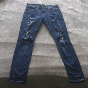 Express 6 Distressed Blue Mid Rise Legging Jeans